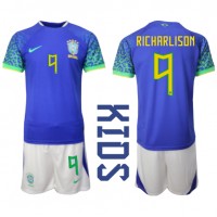 Echipament fotbal Brazilia Richarlison #9 Tricou Deplasare Mondial 2022 pentru copii maneca scurta (+ Pantaloni scurti)